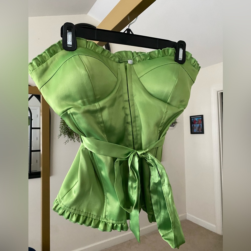 Green silk top